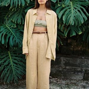 OZMA Linen Trouser- Hay